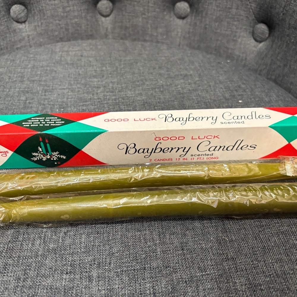 Vintage Candle Lite Good Luck Bayberry Scented Candles 12” Tapers Christmas Box